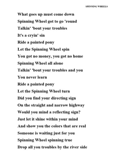 lyrics spinning wheel